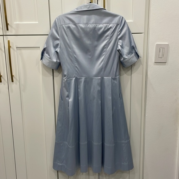Ross Mayer Light Blue Satin Midi Button Up Dress Size 6 - Picture 8 of 16